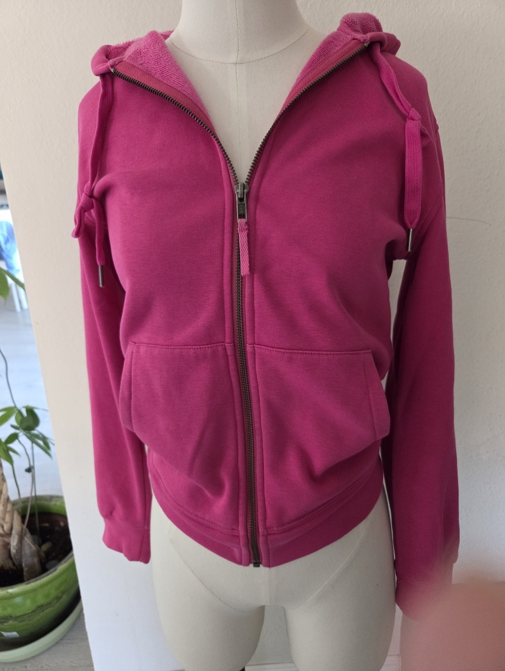J.Crew Fuchsia Zip-Up Hoodie with Hood